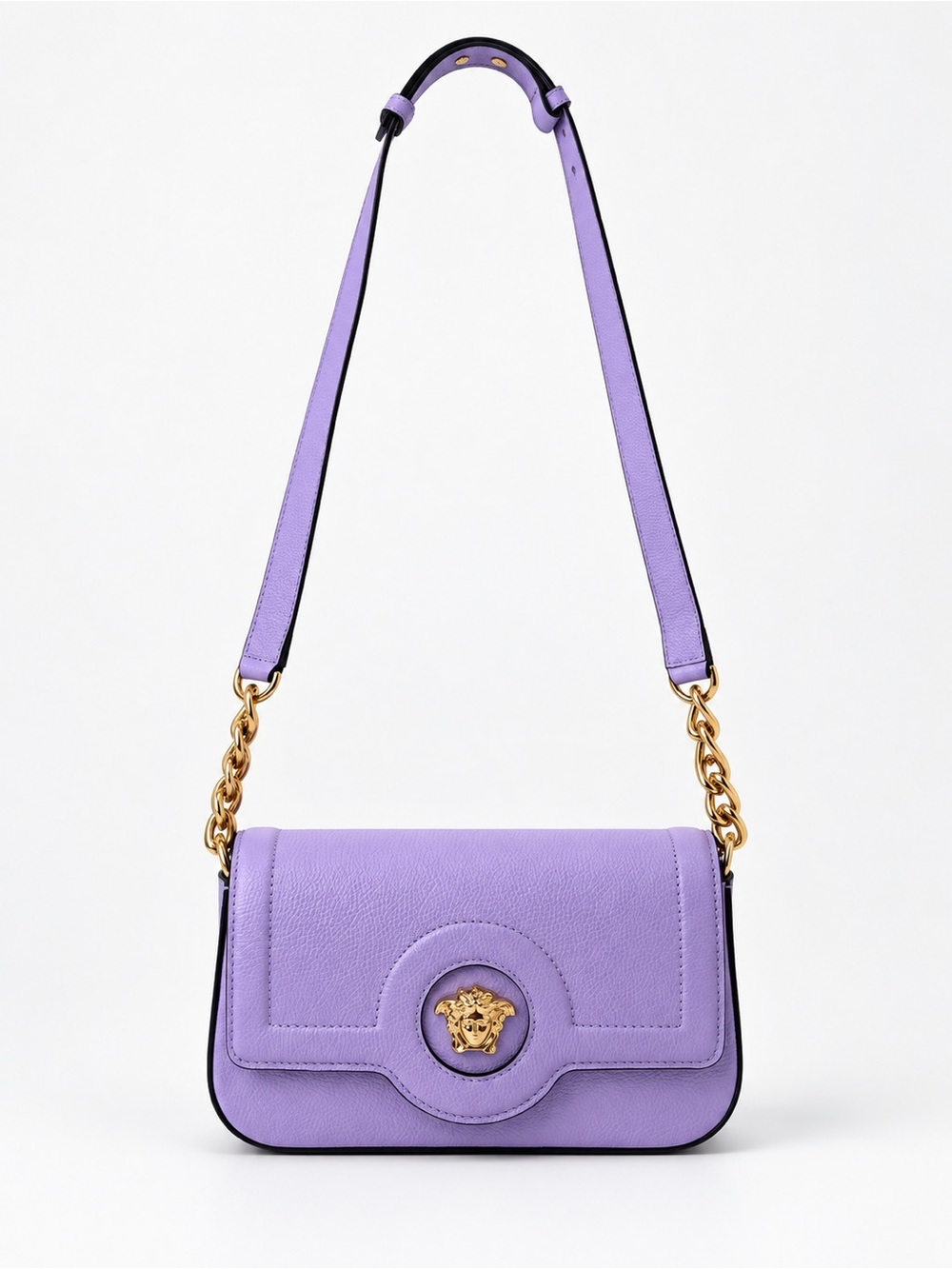 Versace La Medusa Leather Shoulder Bag Lavender